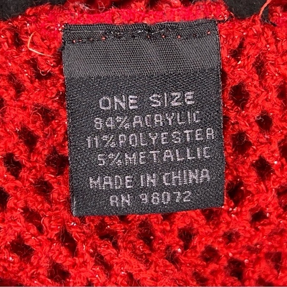 Y2K STEVE MADDEN RED GLITTER KNIT CROCHET INFINITY SCARF - Picture 10 of 11